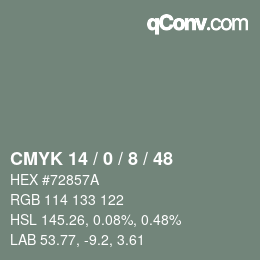 カラーコード: CMYK 14 / 0 / 8 / 48 | qconv.com