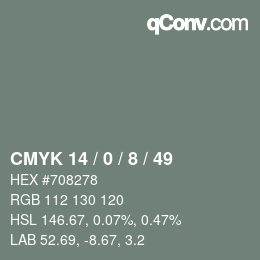 カラーコード: CMYK 14 / 0 / 8 / 49 | qconv.com