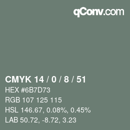 カラーコード: CMYK 14 / 0 / 8 / 51 | qconv.com