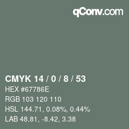 Color code: CMYK 14 / 0 / 8 / 53 | qconv.com