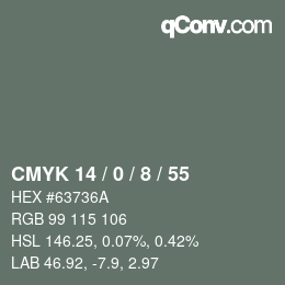 Color code: CMYK 14 / 0 / 8 / 55 | qconv.com