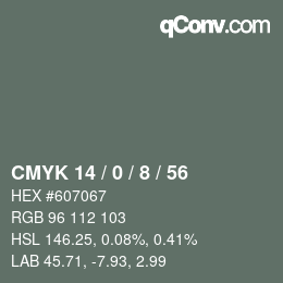 カラーコード: CMYK 14 / 0 / 8 / 56 | qconv.com