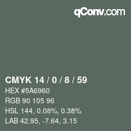 Color code: CMYK 14 / 0 / 8 / 59 | qconv.com