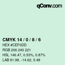 Color code: CMYK 14 / 0 / 8 / 6 | qconv.com