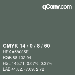 Color code: CMYK 14 / 0 / 8 / 60 | qconv.com