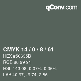 Color code: CMYK 14 / 0 / 8 / 61 | qconv.com