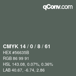 カラーコード: CMYK 14 / 0 / 8 / 61 | qconv.com