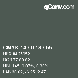 カラーコード: CMYK 14 / 0 / 8 / 65 | qconv.com