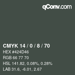 Color code: CMYK 14 / 0 / 8 / 70 | qconv.com