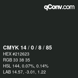 Color code: CMYK 14 / 0 / 8 / 85 | qconv.com