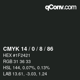 Color code: CMYK 14 / 0 / 8 / 86 | qconv.com