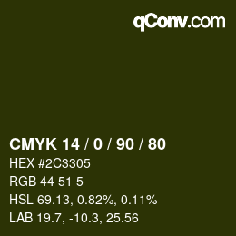 Color code: CMYK 14 / 0 / 90 / 80 | qconv.com