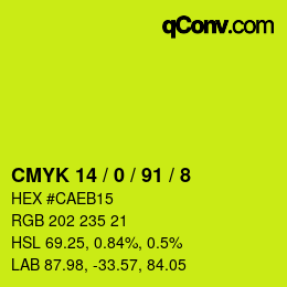 カラーコード: CMYK 14 / 0 / 91 / 8 | qconv.com