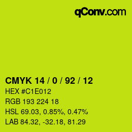 Color code: CMYK 14 / 0 / 92 / 12 | qconv.com