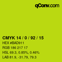 颜色代码: CMYK 14 / 0 / 92 / 15 | qconv.com