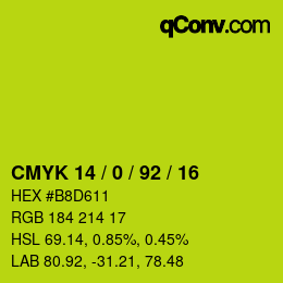 カラーコード: CMYK 14 / 0 / 92 / 16 | qconv.com