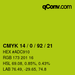 カラーコード: CMYK 14 / 0 / 92 / 21 | qconv.com