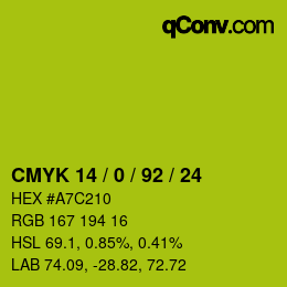 Color code: CMYK 14 / 0 / 92 / 24 | qconv.com