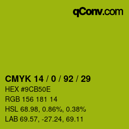 Color code: CMYK 14 / 0 / 92 / 29 | qconv.com
