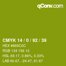 颜色代码: CMYK 14 / 0 / 92 / 39 | qconv.com