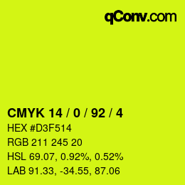 カラーコード: CMYK 14 / 0 / 92 / 4 | qconv.com