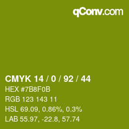 颜色代码: CMYK 14 / 0 / 92 / 44 | qconv.com