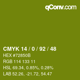 カラーコード: CMYK 14 / 0 / 92 / 48 | qconv.com