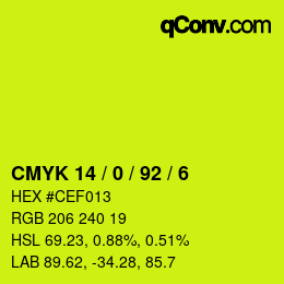 Color code: CMYK 14 / 0 / 92 / 6 | qconv.com