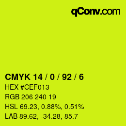 Código de color: CMYK 14 / 0 / 92 / 6 | qconv.com