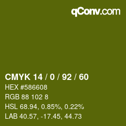 Color code: CMYK 14 / 0 / 92 / 60 | qconv.com