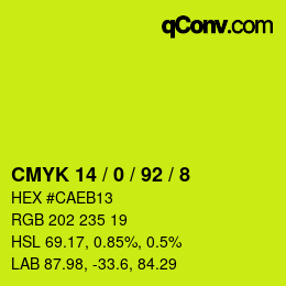 Farbcode: CMYK 14 / 0 / 92 / 8 | qconv.com