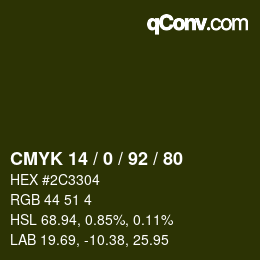 Color code: CMYK 14 / 0 / 92 / 80 | qconv.com
