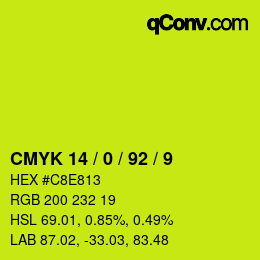 Color code: CMYK 14 / 0 / 92 / 9 | qconv.com