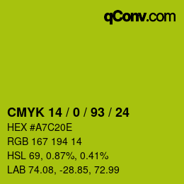 Color code: CMYK 14 / 0 / 93 / 24 | qconv.com