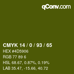 Color code: CMYK 14 / 0 / 93 / 65 | qconv.com