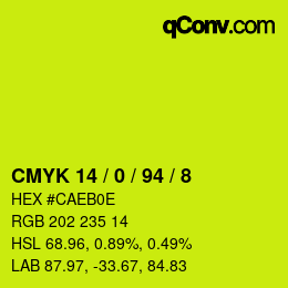 Color code: CMYK 14 / 0 / 94 / 8 | qconv.com