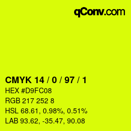 Color code: CMYK 14 / 0 / 97 / 1 | qconv.com