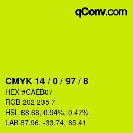 Color code: CMYK 14 / 0 / 97 / 8 | qconv.com