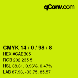カラーコード: CMYK 14 / 0 / 98 / 8 | qconv.com