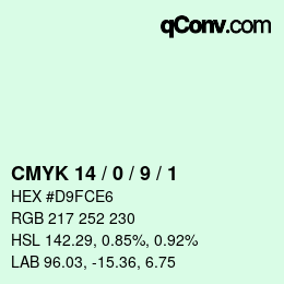 カラーコード: CMYK 14 / 0 / 9 / 1 | qconv.com