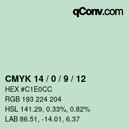 颜色代码: CMYK 14 / 0 / 9 / 12 | qconv.com
