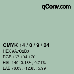 颜色代码: CMYK 14 / 0 / 9 / 24 | qconv.com