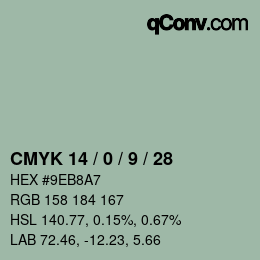 カラーコード: CMYK 14 / 0 / 9 / 28 | qconv.com