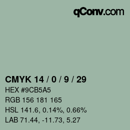 カラーコード: CMYK 14 / 0 / 9 / 29 | qconv.com