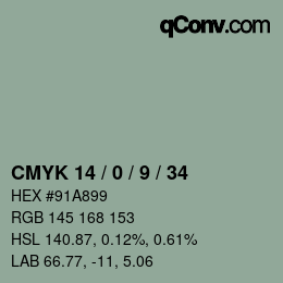 Color code: CMYK 14 / 0 / 9 / 34 | qconv.com