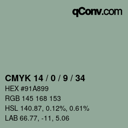 Color code: CMYK 14 / 0 / 9 / 34 | qconv.com