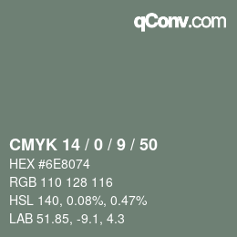 Color code: CMYK 14 / 0 / 9 / 50 | qconv.com