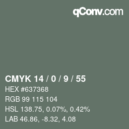 Color code: CMYK 14 / 0 / 9 / 55 | qconv.com