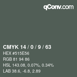 Color code: CMYK 14 / 0 / 9 / 63 | qconv.com