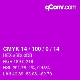 Color code: CMYK 14 / 100 / 0 / 14 | qconv.com